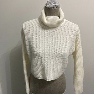 Missguided Crop/Cowl White Sweater Small